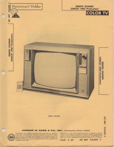 Zenith 25nc37 1967 - zenith, manuale